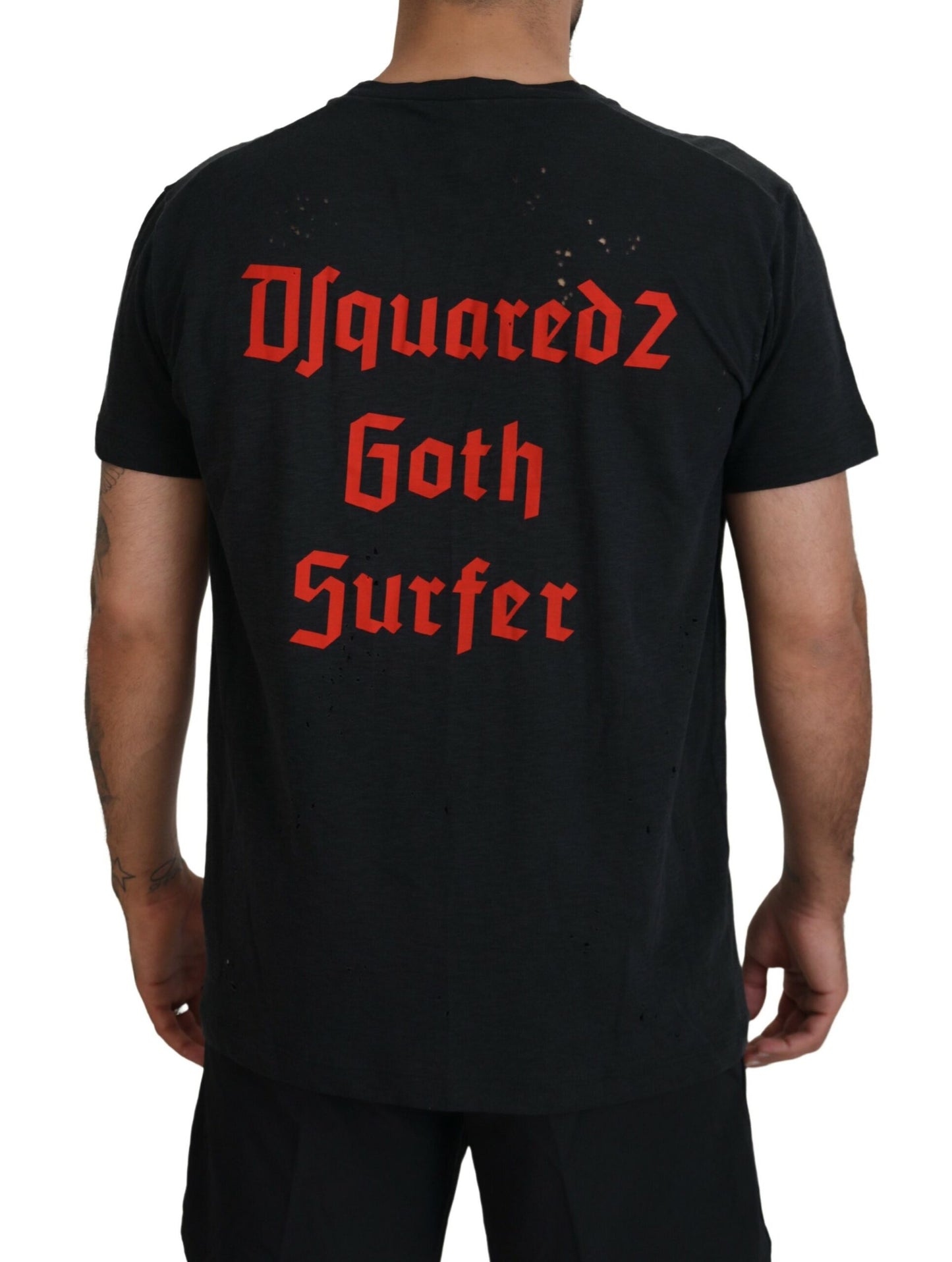 Dsquared² Black Chain Embellished Cotton Short Sleeve T-shirt by Dsquared²