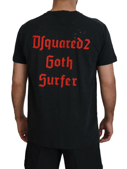 Dsquared² Black Chain Embellished Cotton Short Sleeve T-shirt by Dsquared²