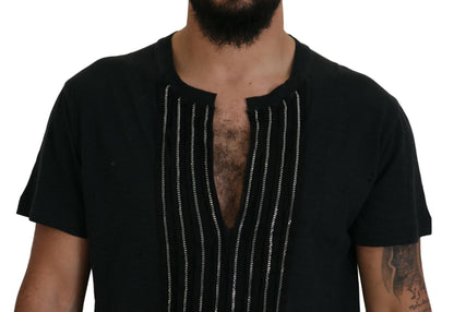 Dsquared² Black Chain Embellished Cotton Short Sleeve T-shirt by Dsquared²