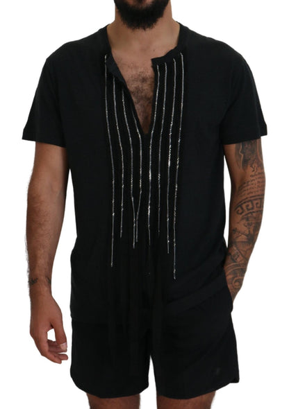 Dsquared² Black Chain Embellished Cotton Short Sleeve T-shirt by Dsquared²