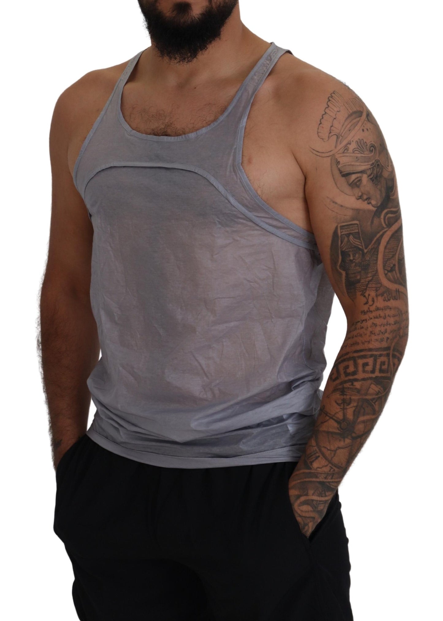 Dsquared² Light Gray Cotton Sleeveless Tank Men Top T-shirt by Dsquared²