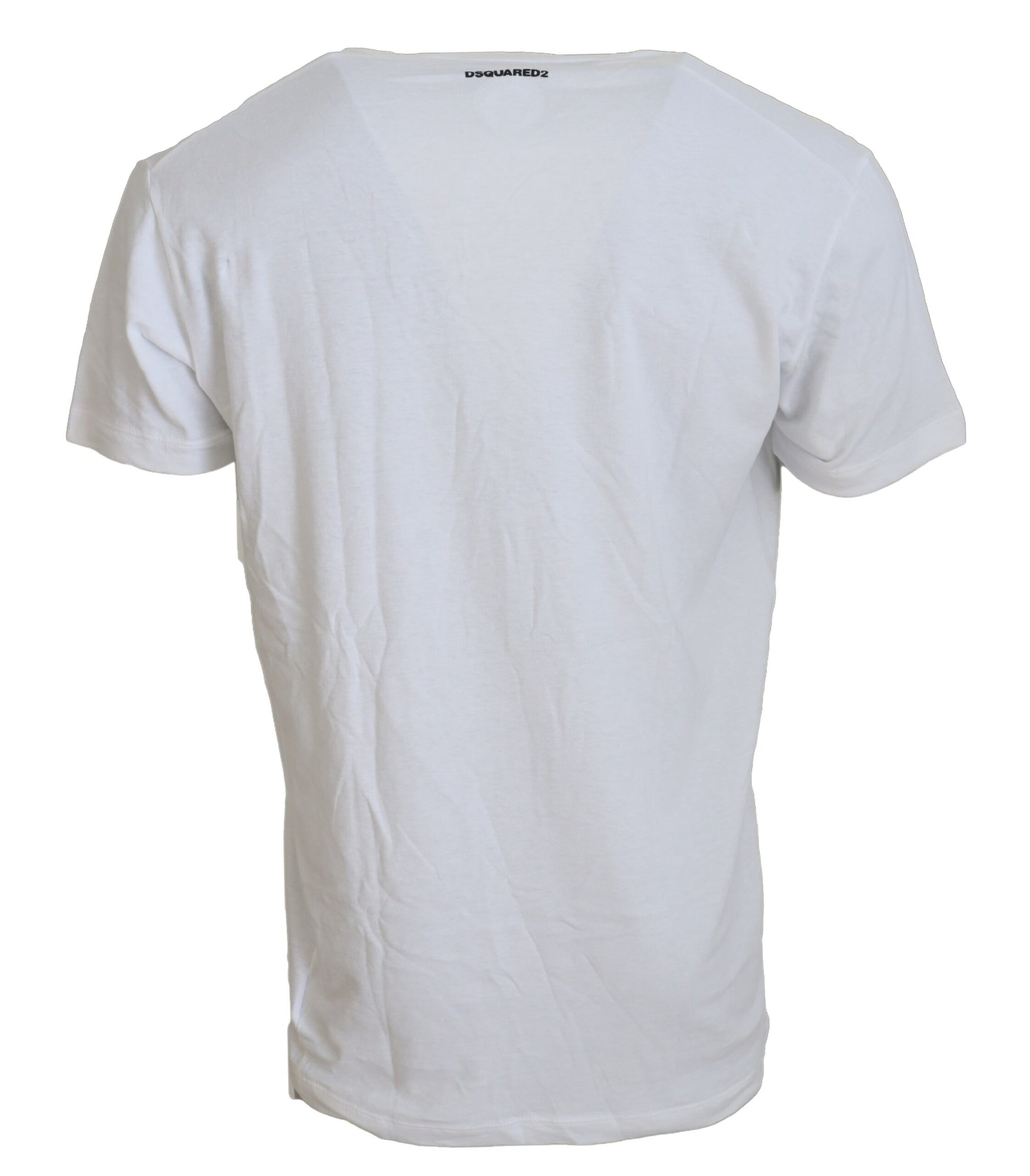 Dsquared² White Cotton Linen Short Sleeves V-neck T-shirt by Dsquared²
