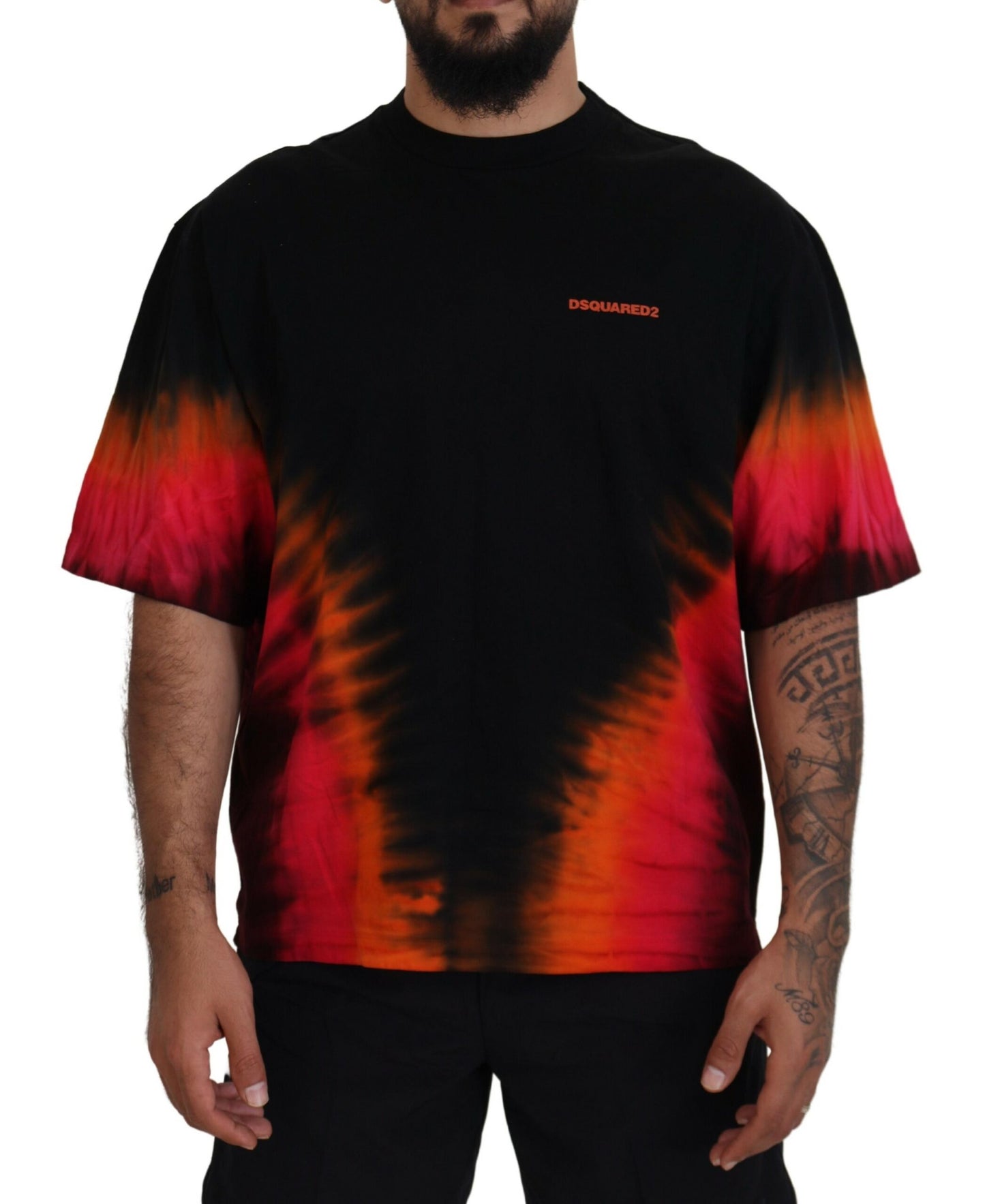Dsquared² Black Orange Cotton Short Sleeves Crewneck T-shirt by Dsquared²