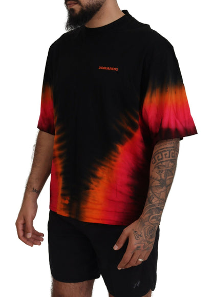 Dsquared² Black Orange Cotton Short Sleeves Crewneck T-shirt by Dsquared²