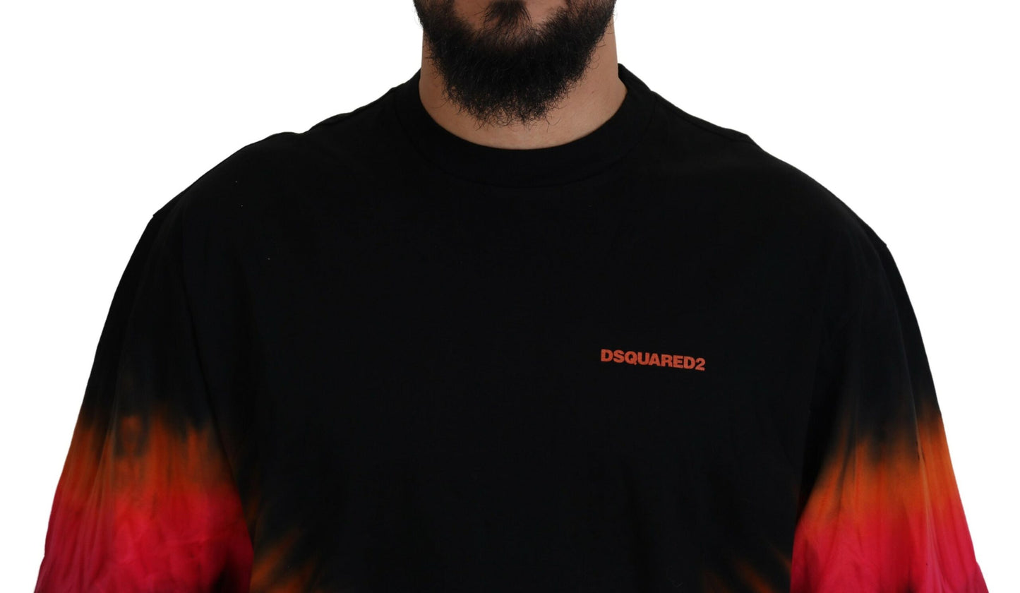Dsquared² Black Orange Cotton Short Sleeves Crewneck T-shirt by Dsquared²
