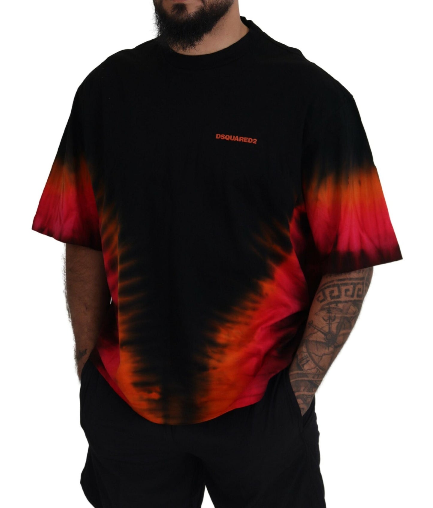 Dsquared² Black Orange Cotton Short Sleeves Crewneck T-shirt by Dsquared²