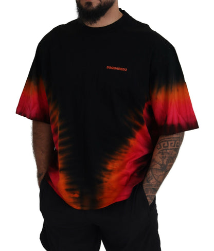 Dsquared² Black Orange Cotton Short Sleeves Crewneck T-shirt by Dsquared²