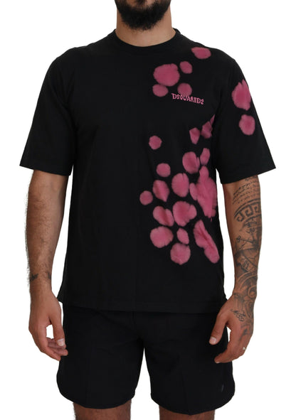 Dsquared² Black Pink Cotton Short Sleeves Crewneck T-shirt by Dsquared²