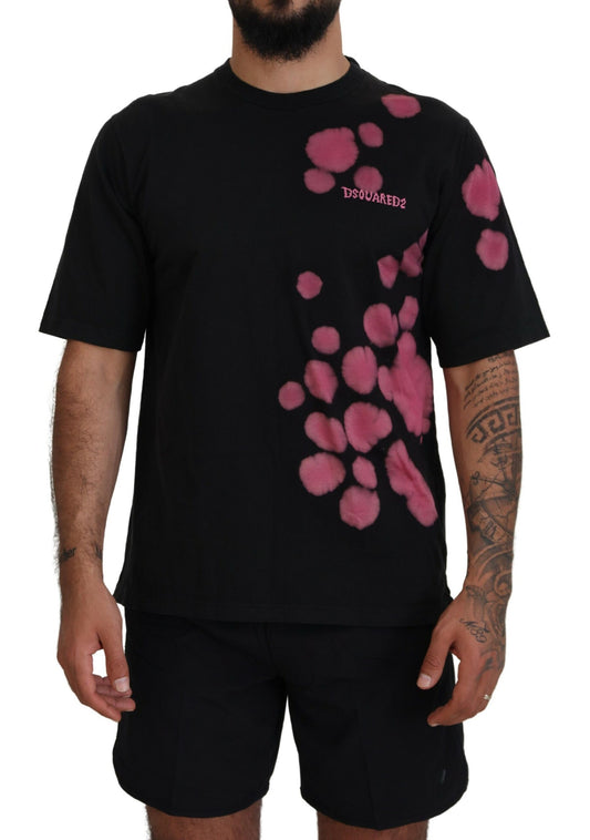 Dsquared² Black Pink Cotton Short Sleeves Crewneck T-shirt by Dsquared²