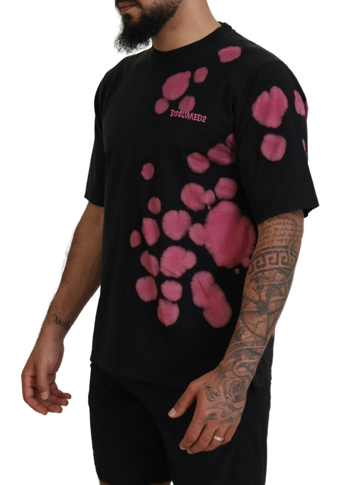Dsquared² Black Pink Cotton Short Sleeves Crewneck T-shirt by Dsquared²