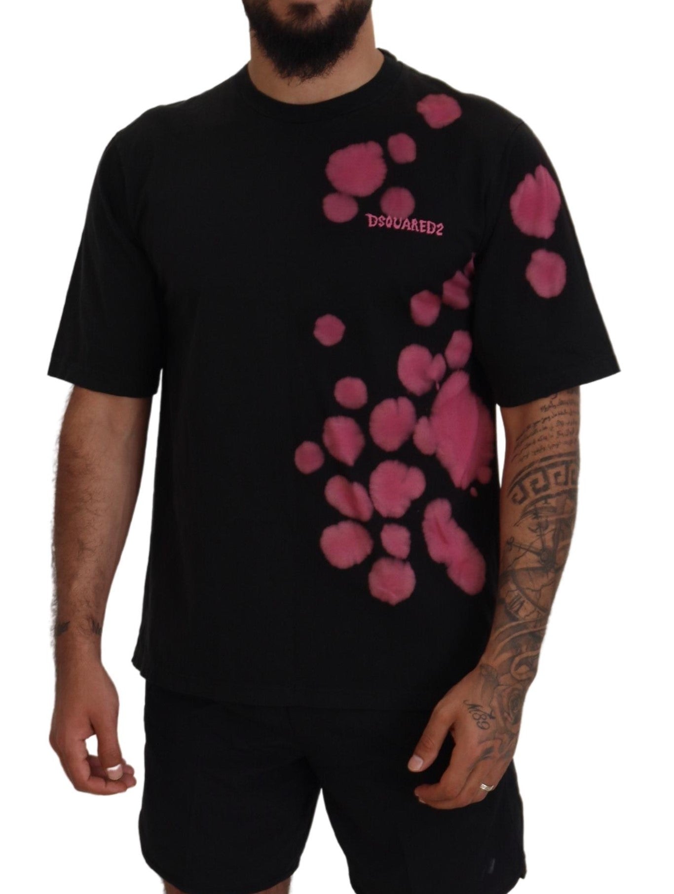 Dsquared² Black Pink Cotton Short Sleeves Crewneck T-shirt by Dsquared²
