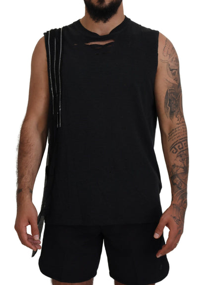 Dsquared² Black Chain Embellished Sleeveless Men Tank T-shirt by Dsquared²