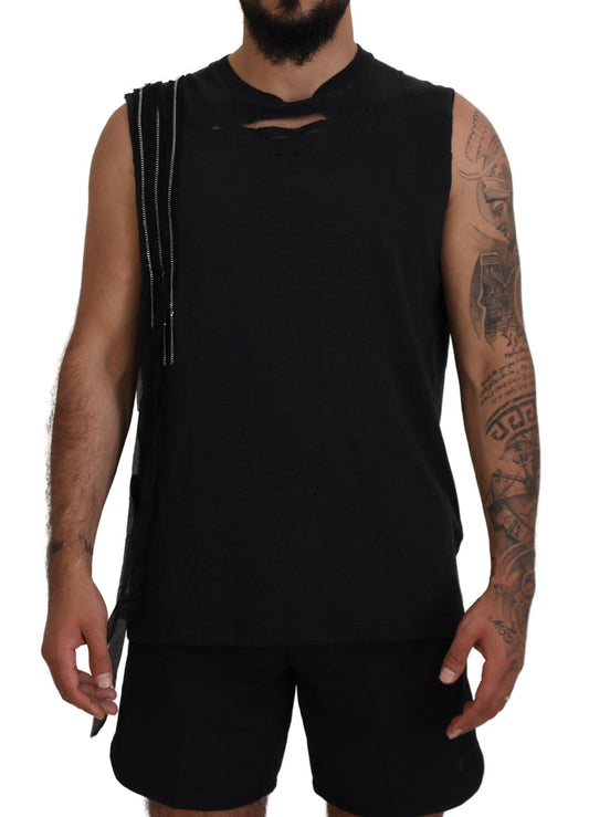 Dsquared² Black Chain Embellished Sleeveless Men Tank T-shirt by Dsquared²