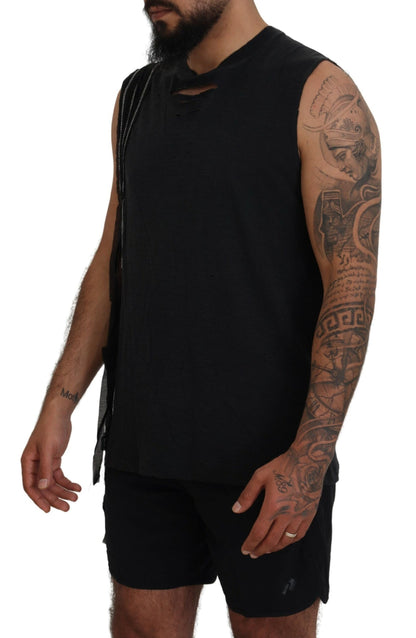 Dsquared² Black Chain Embellished Sleeveless Men Tank T-shirt by Dsquared²