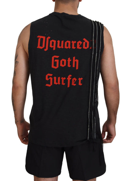 Dsquared² Black Chain Embellished Sleeveless Men Tank T-shirt by Dsquared²