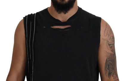 Dsquared² Black Chain Embellished Sleeveless Men Tank T-shirt by Dsquared²