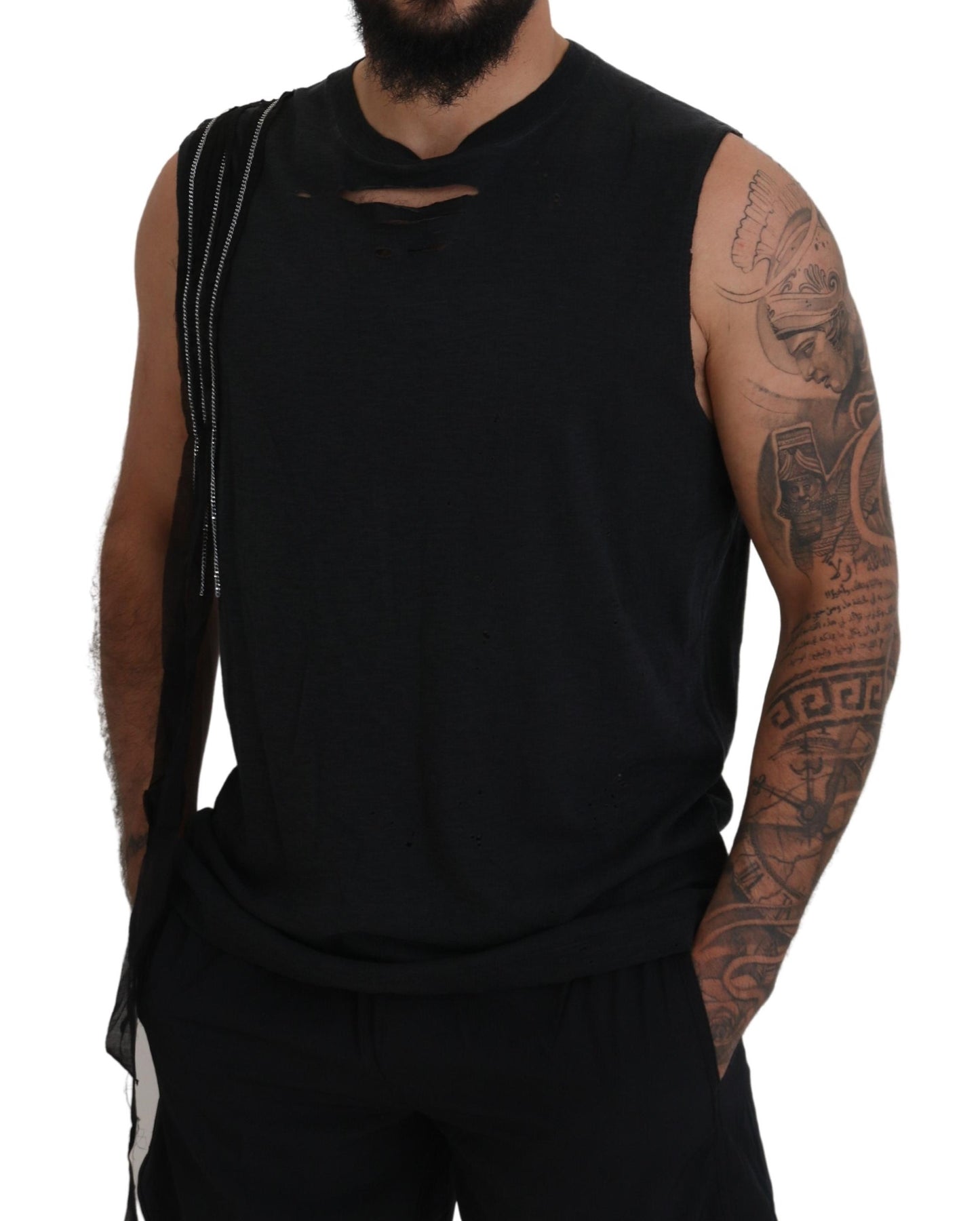 Dsquared² Black Chain Embellished Sleeveless Men Tank T-shirt by Dsquared²