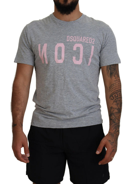 Dsquared² Gray Logo Cotton Short Sleeves Crewneck T-shirt by Dsquared²
