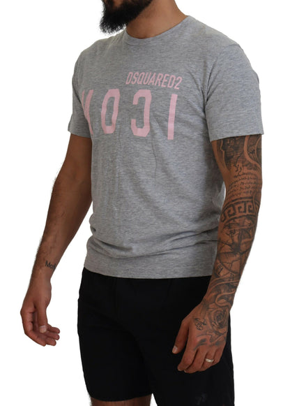 Dsquared² Gray Logo Cotton Short Sleeves Crewneck T-shirt by Dsquared²