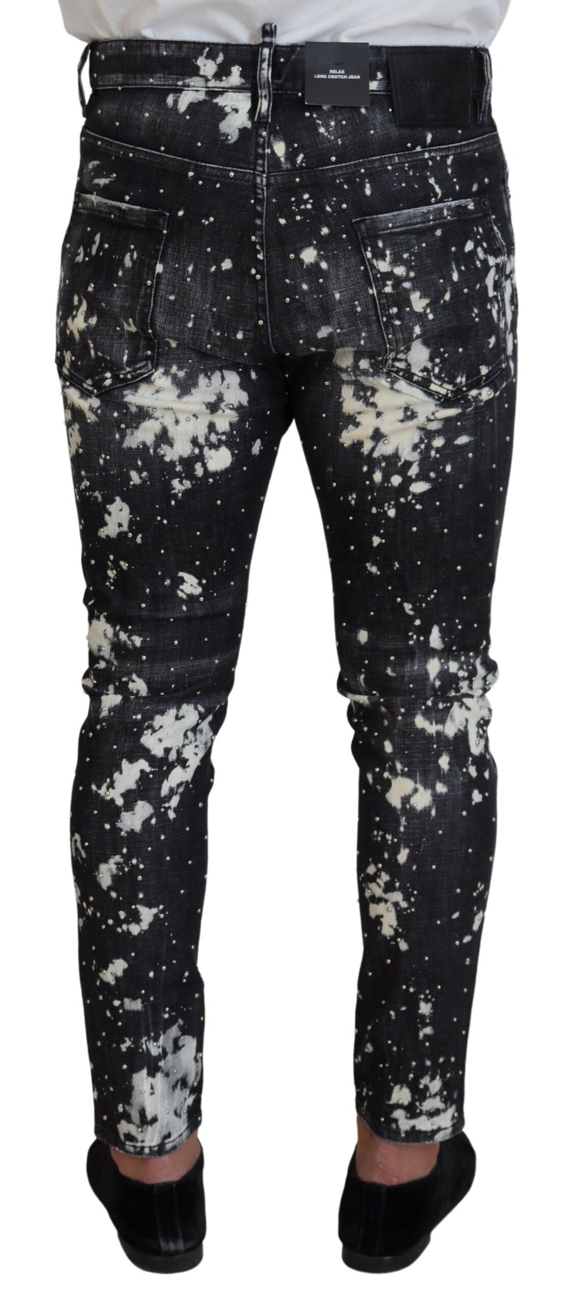 Dsquared² Gray Wash White Splash Print Skinny Denim Jeans by Dsquared²