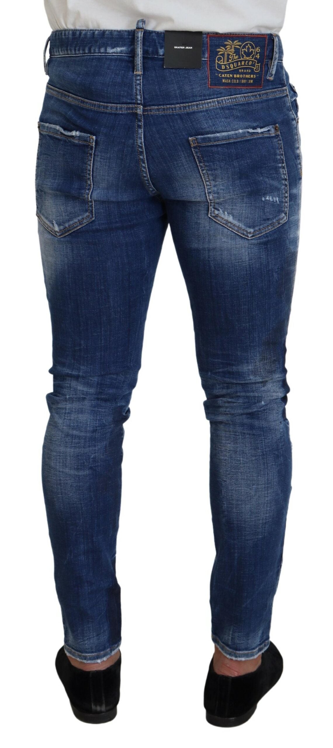 Dsquared² Blue Washed Patchwork Skinny Men Denim Jeans by Dsquared²