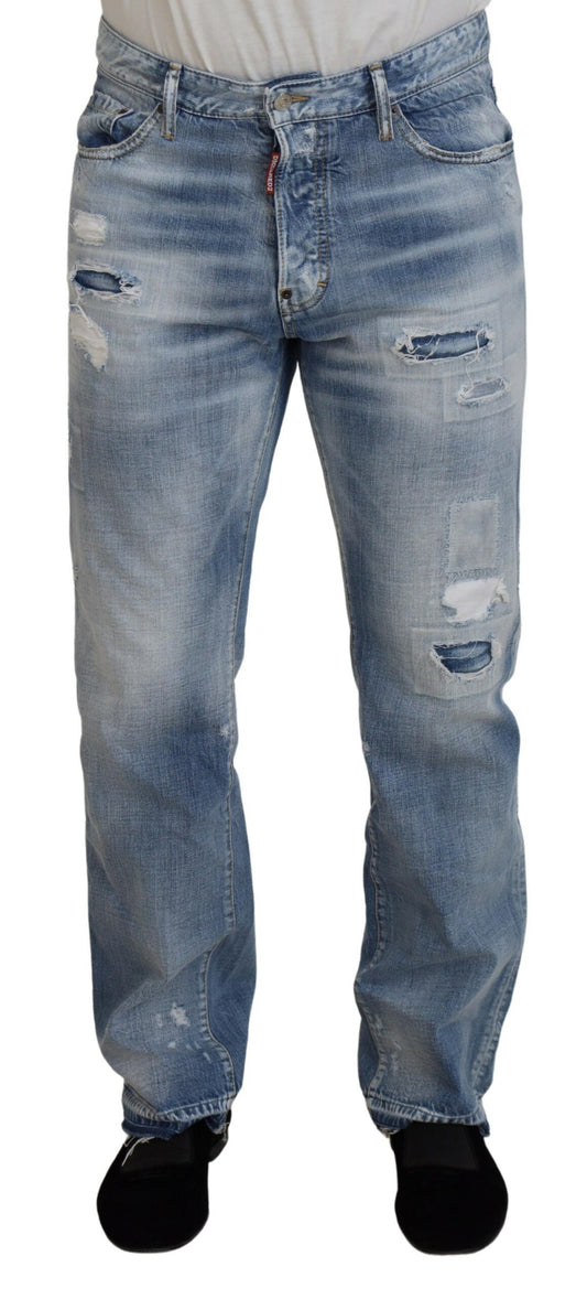 Dsquared² Blue Washed Straight Fit Men Casual Denim Jeans by Dsquared²