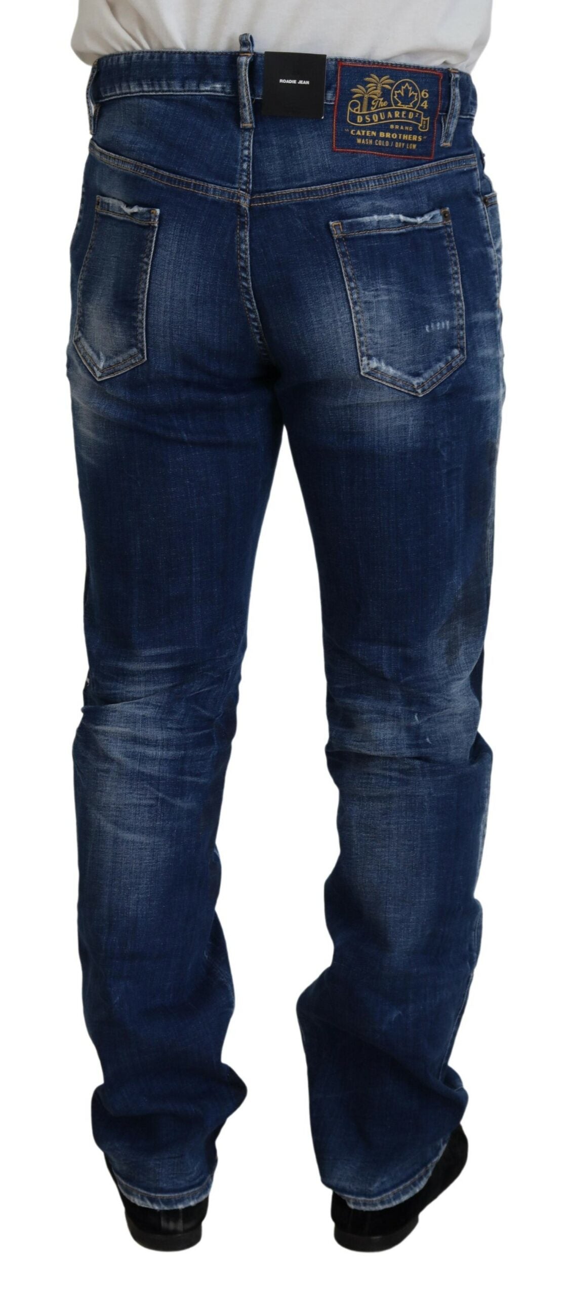 Dsquared² Blue Washed Patchwork Straight Fit Denim Jeans by Dsquared²