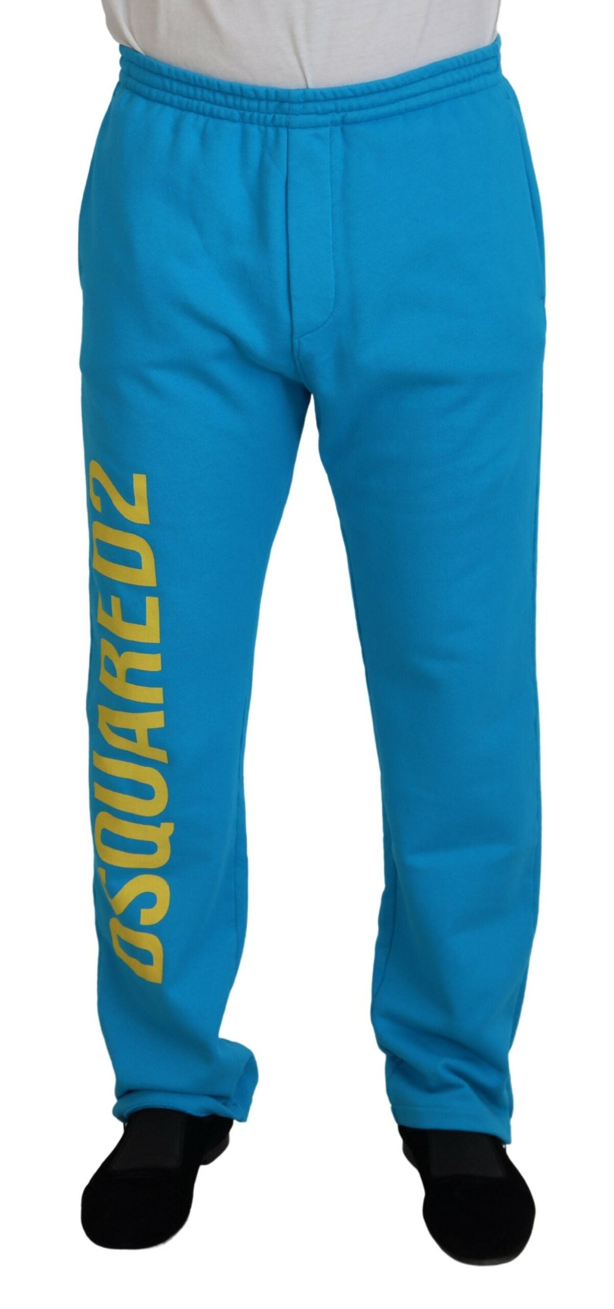 Dsquared² Light Blue Cotton Logo Print Casual Pants by Dsquared²