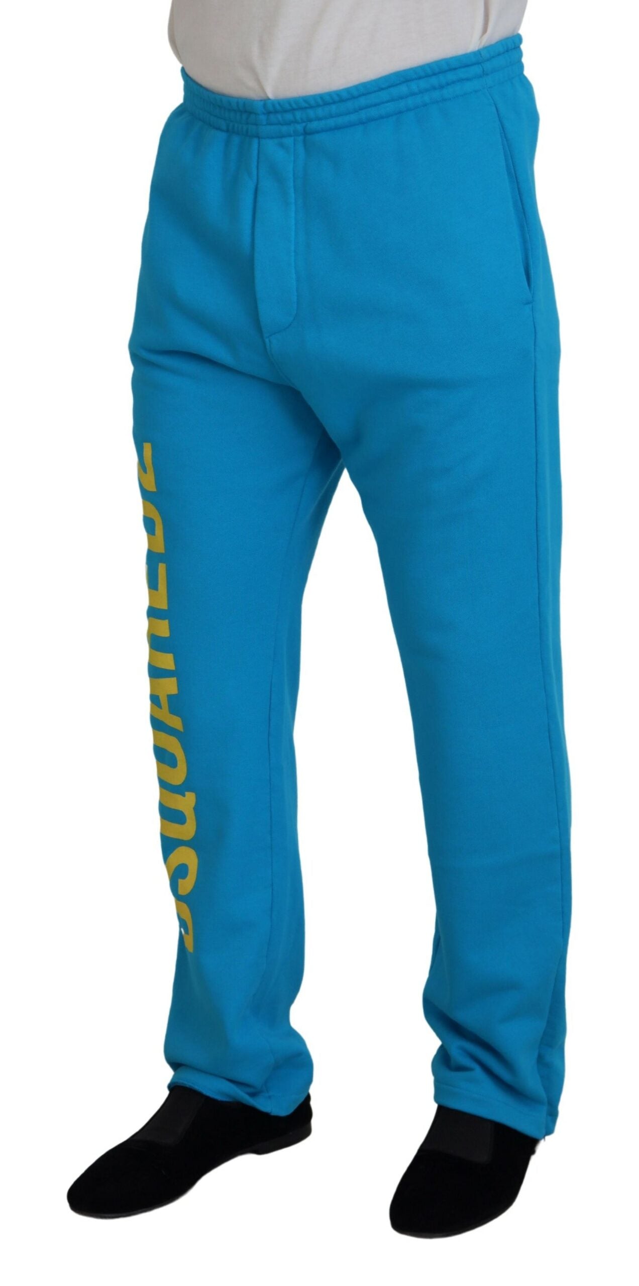 Dsquared² Light Blue Cotton Logo Print Casual Pants by Dsquared²
