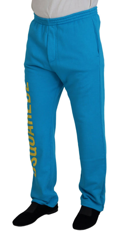 Dsquared² Light Blue Cotton Logo Print Casual Pants by Dsquared²