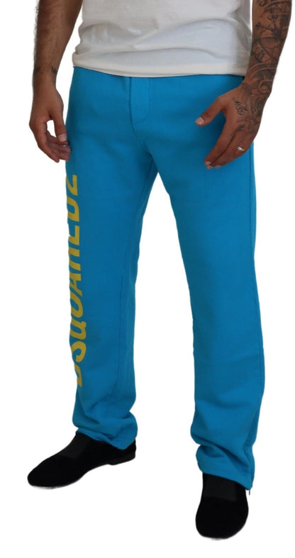 Dsquared² Light Blue Cotton Logo Print Casual Pants by Dsquared²