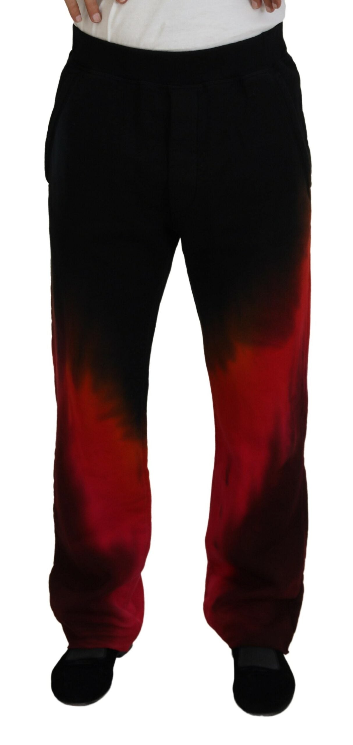 Dsquared² Black Red Cotton Logo Print Casual Pants by Dsquared²
