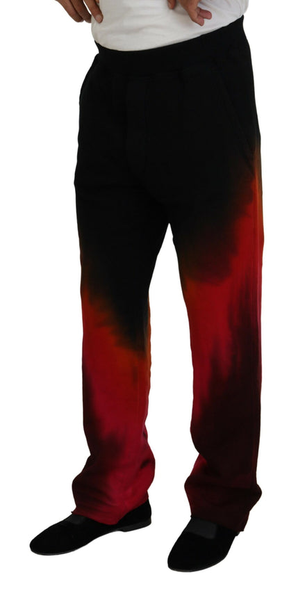 Dsquared² Black Red Cotton Logo Print Casual Pants by Dsquared²