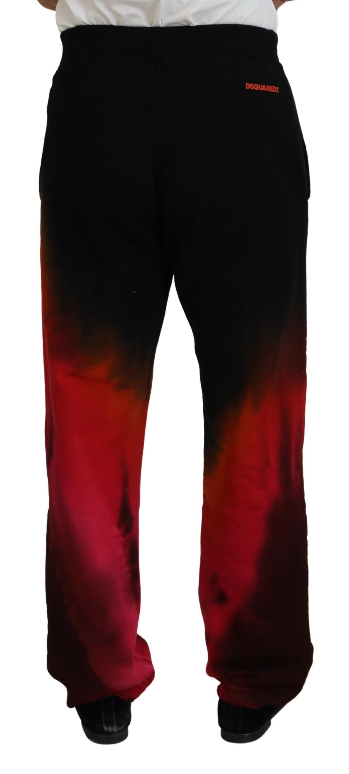 Dsquared² Black Red Cotton Logo Print Casual Pants by Dsquared²