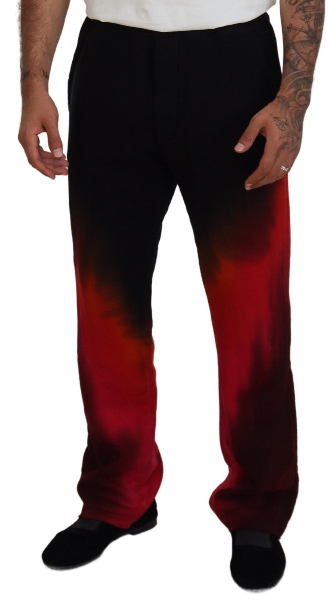 Dsquared² Black Red Cotton Logo Print Casual Pants by Dsquared²