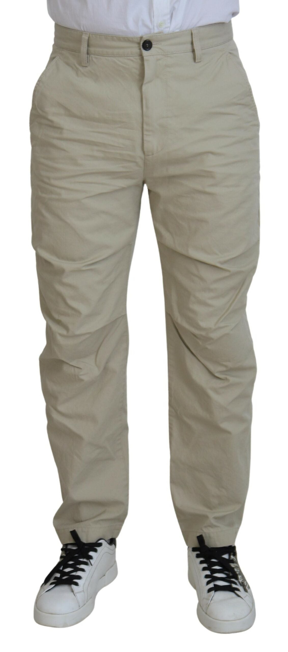 Dsquared² Beige Cotton Straight Fit Men Casual Pants by Dsquared²