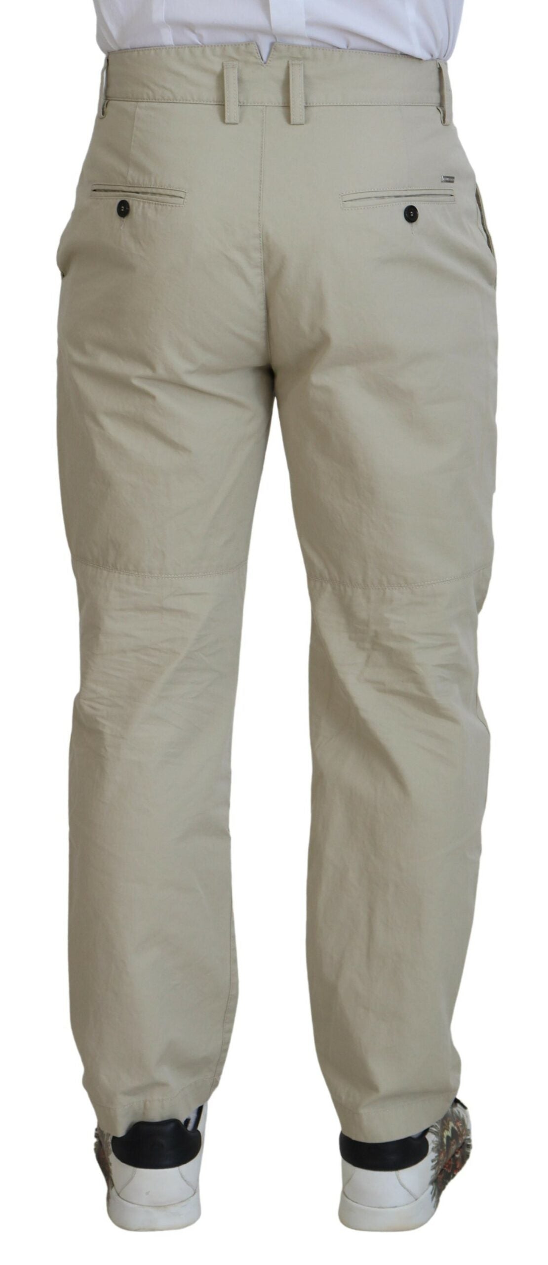 Dsquared² Beige Cotton Straight Fit Men Casual Pants by Dsquared²