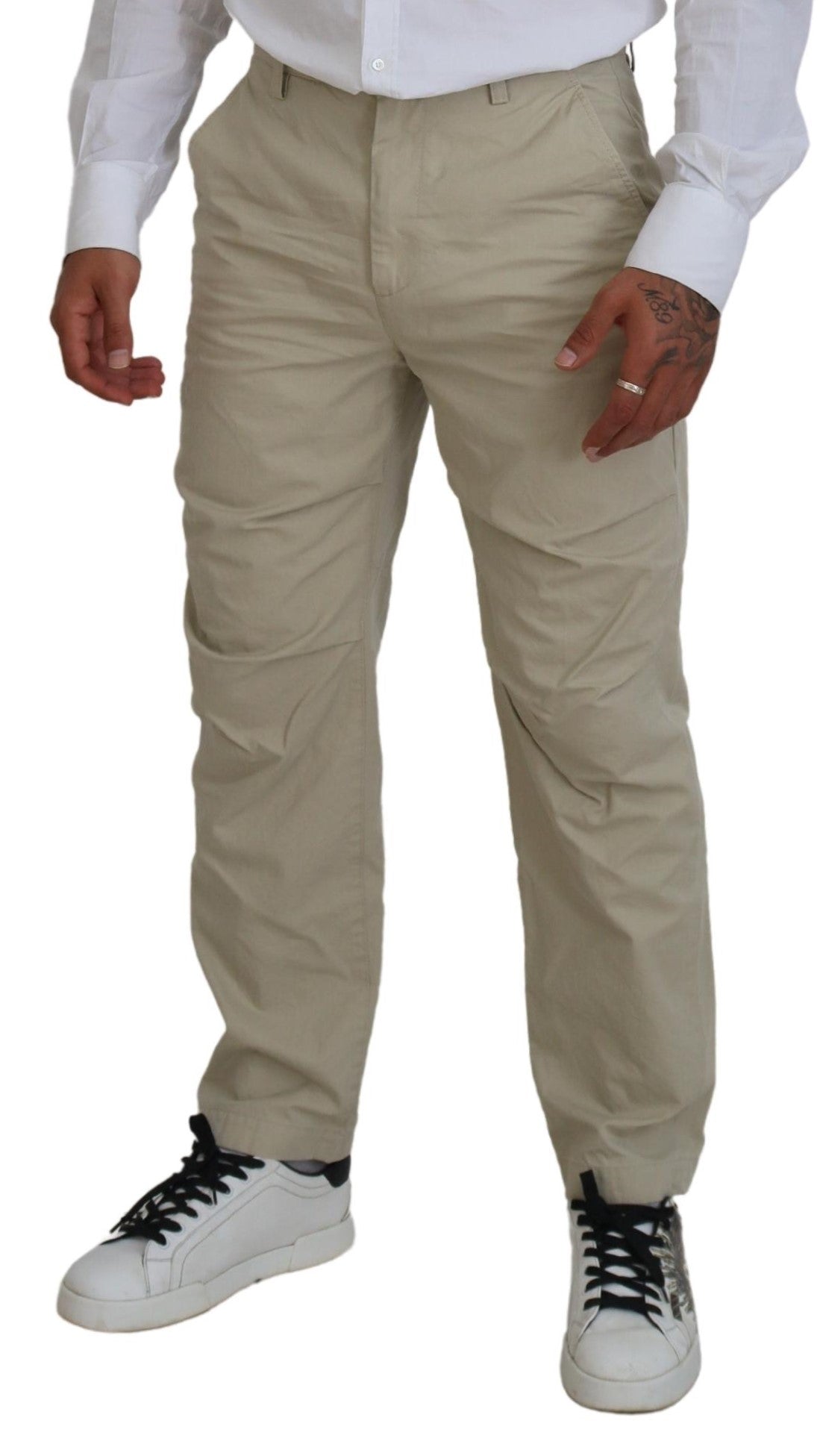Dsquared² Beige Cotton Straight Fit Men Casual Pants by Dsquared²
