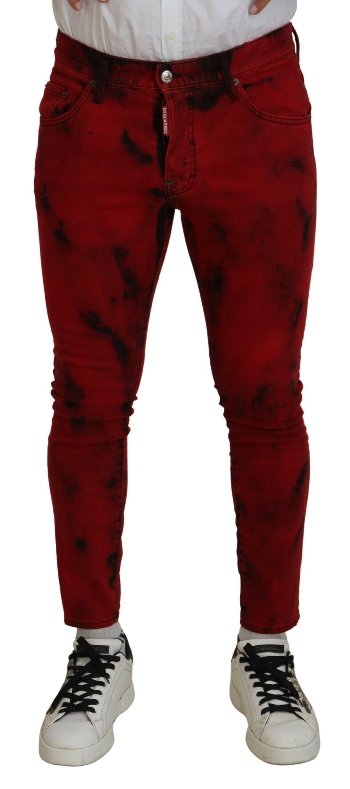 Dsquared² Red Cotton Tie Dye Skinny Casual Denim Jeans by Dsquared²