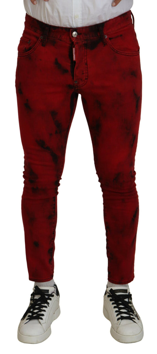 Dsquared² Red Cotton Tie Dye Skinny Casual Denim Jeans by Dsquared²