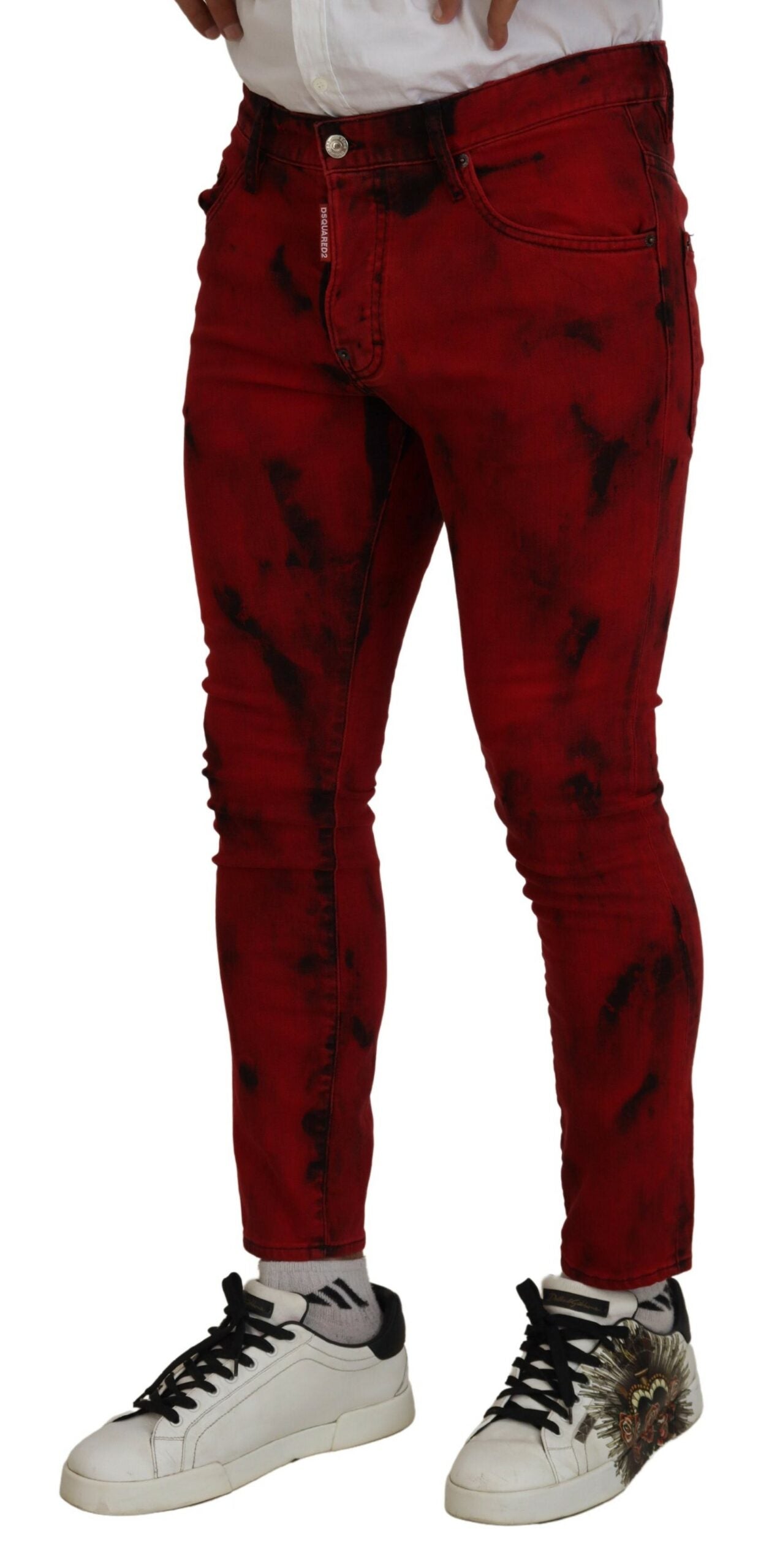 Dsquared² Red Cotton Tie Dye Skinny Casual Denim Jeans by Dsquared²