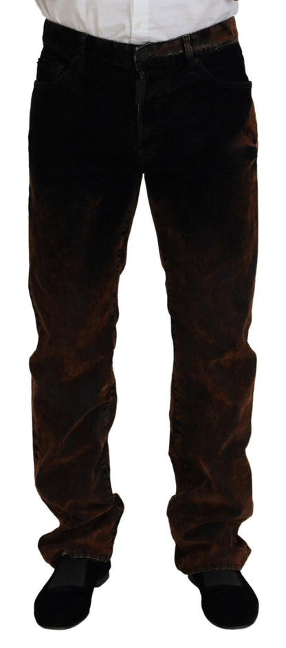 Dsquared² Brown Washed Cotton Straight Fit Casual Denim Jeans by Dsquared²