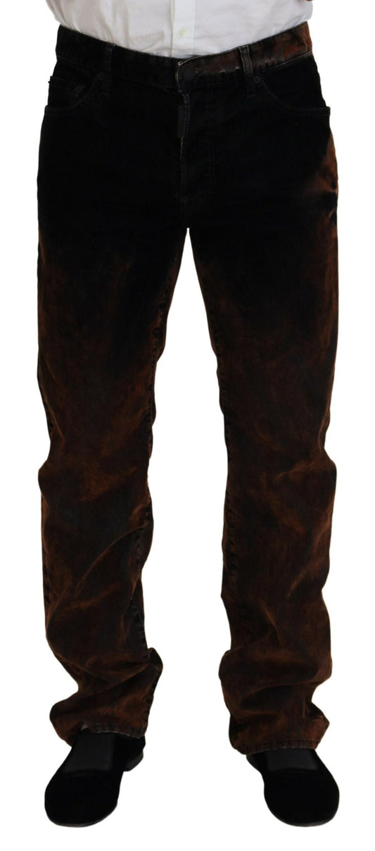 Dsquared² Brown Washed Cotton Straight Fit Casual Denim Jeans by Dsquared²