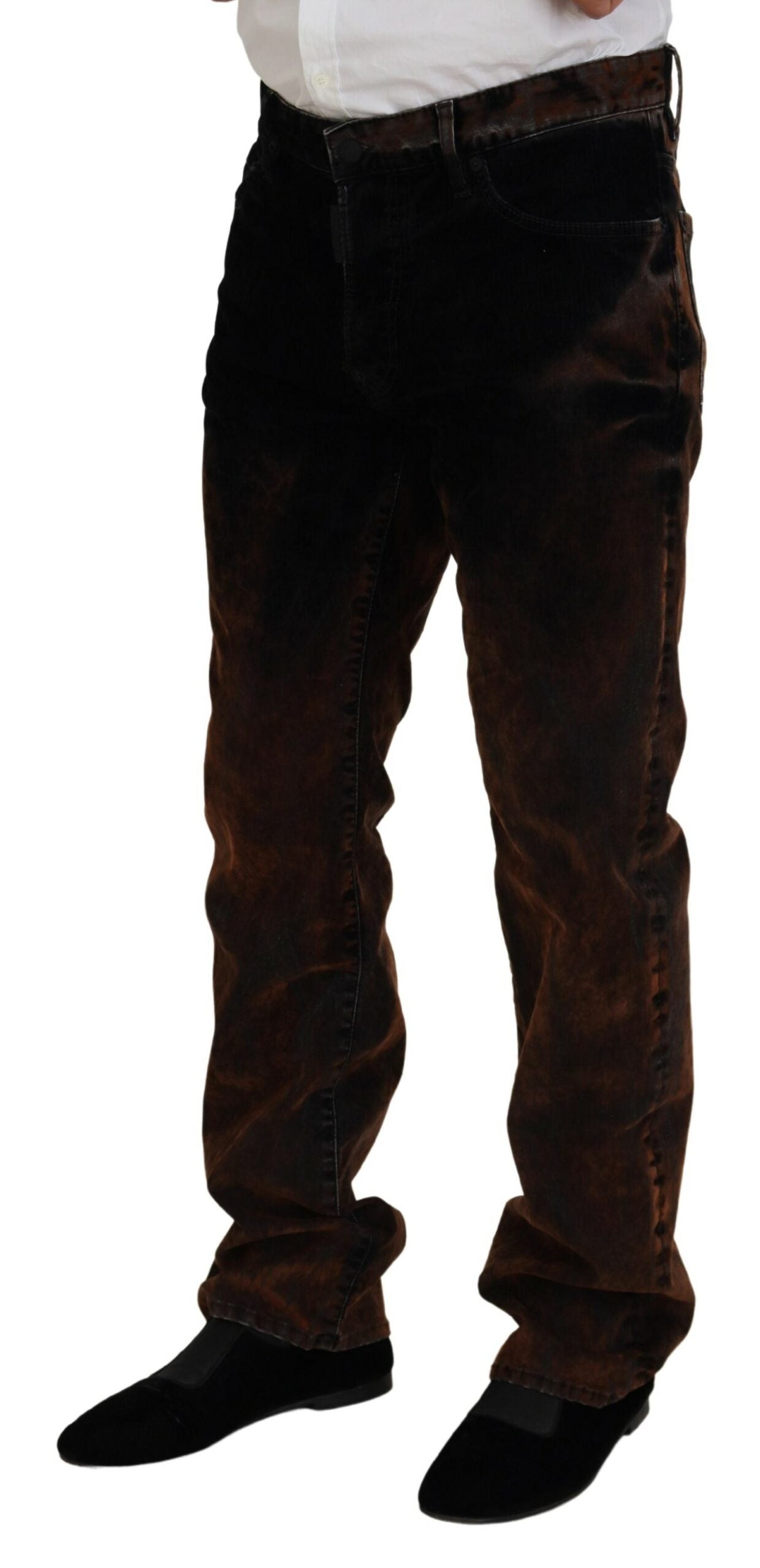 Dsquared² Brown Washed Cotton Straight Fit Casual Denim Jeans by Dsquared²