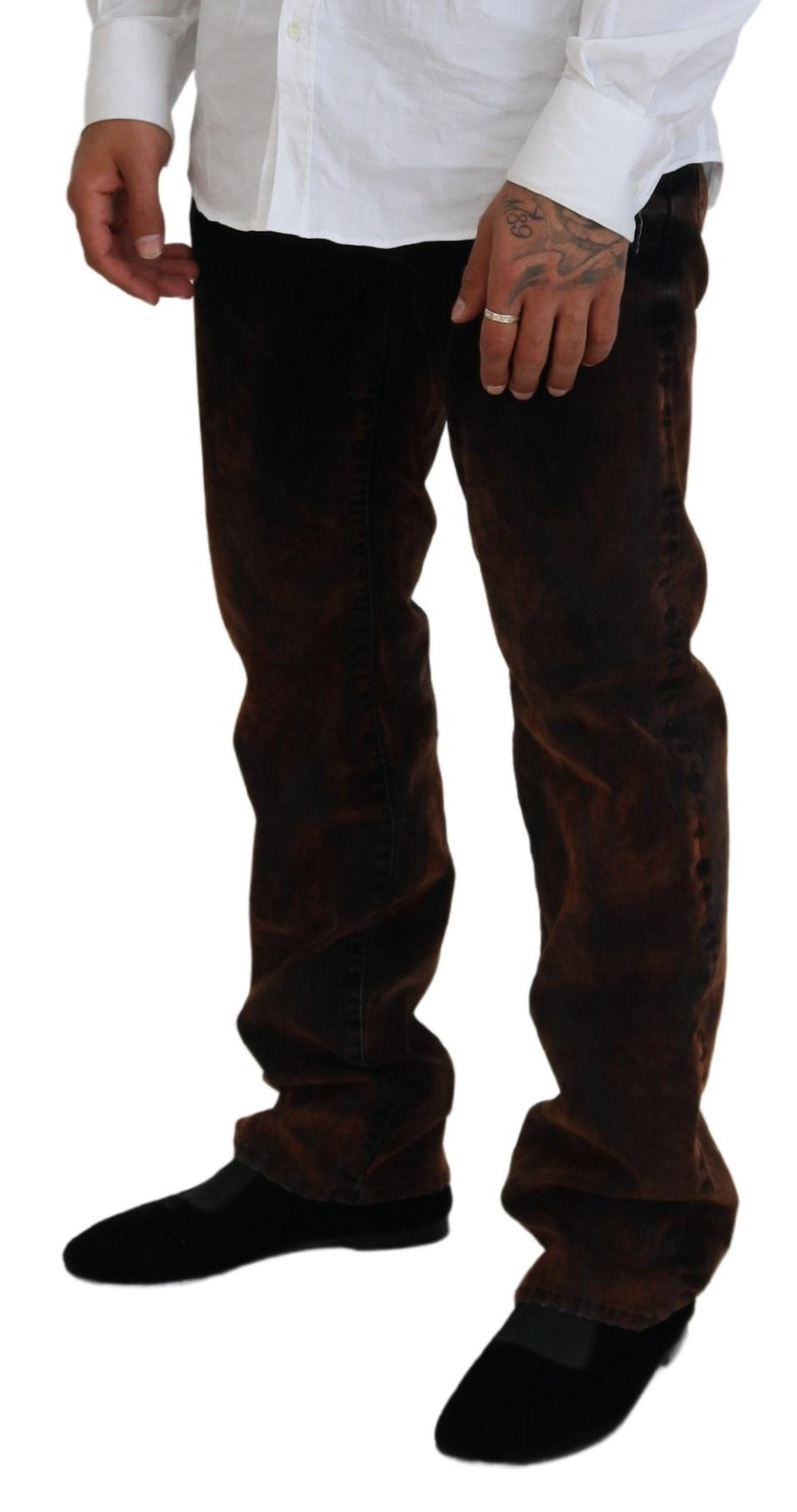 Dsquared² Brown Washed Cotton Straight Fit Casual Denim Jeans by Dsquared²