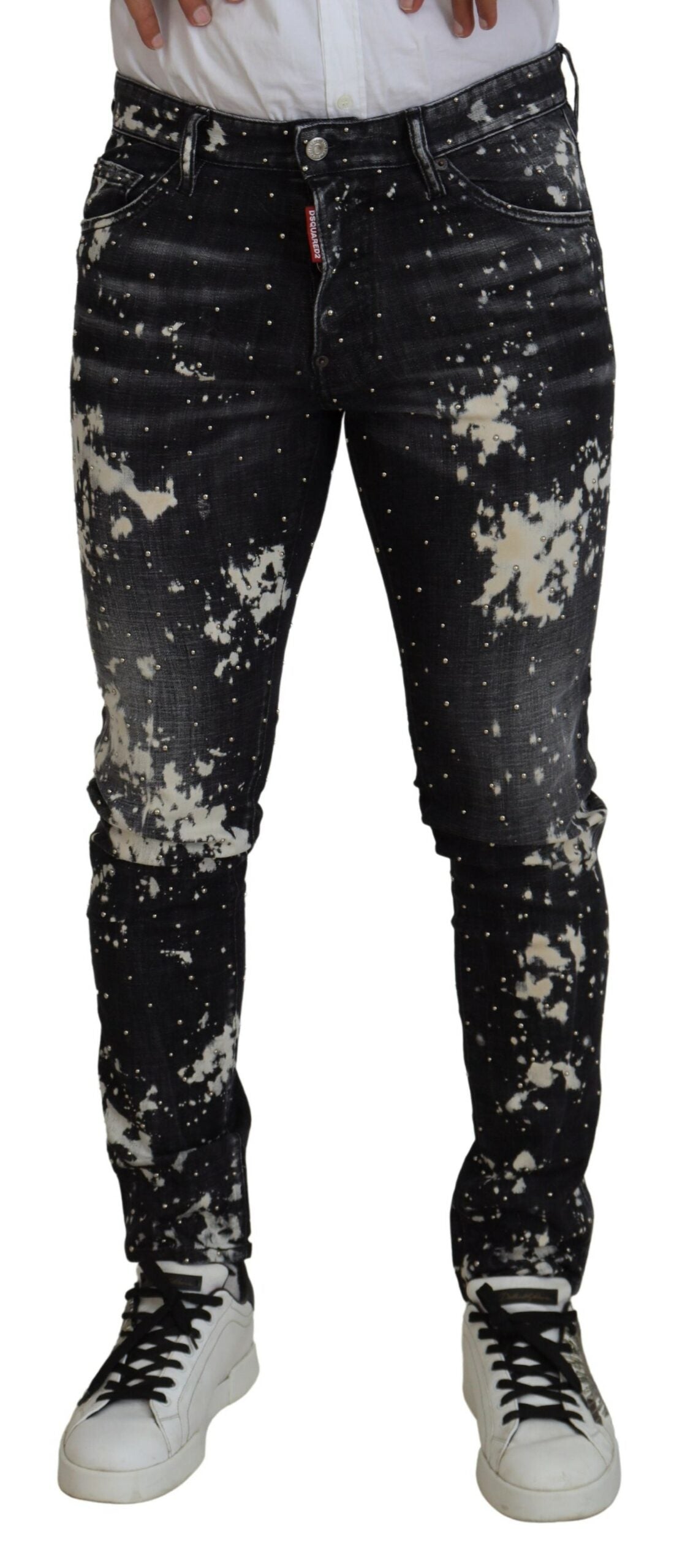 Dsquared² Black Washed White Color Splash Casual Denim Jeans by Dsquared²