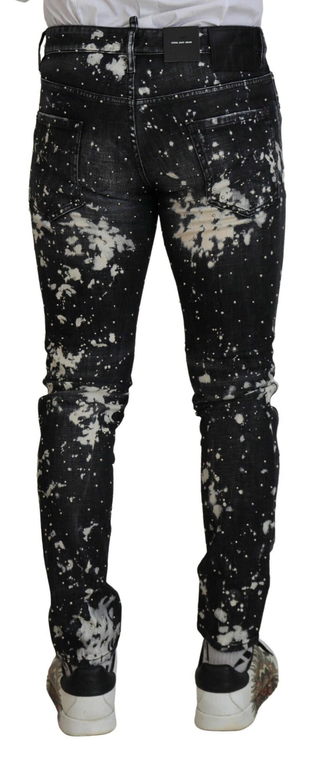 Dsquared² Black Washed White Color Splash Casual Denim Jeans by Dsquared²