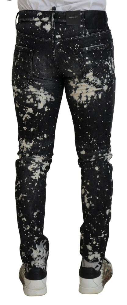 Dsquared² Black Washed White Color Splash Casual Denim Jeans by Dsquared²