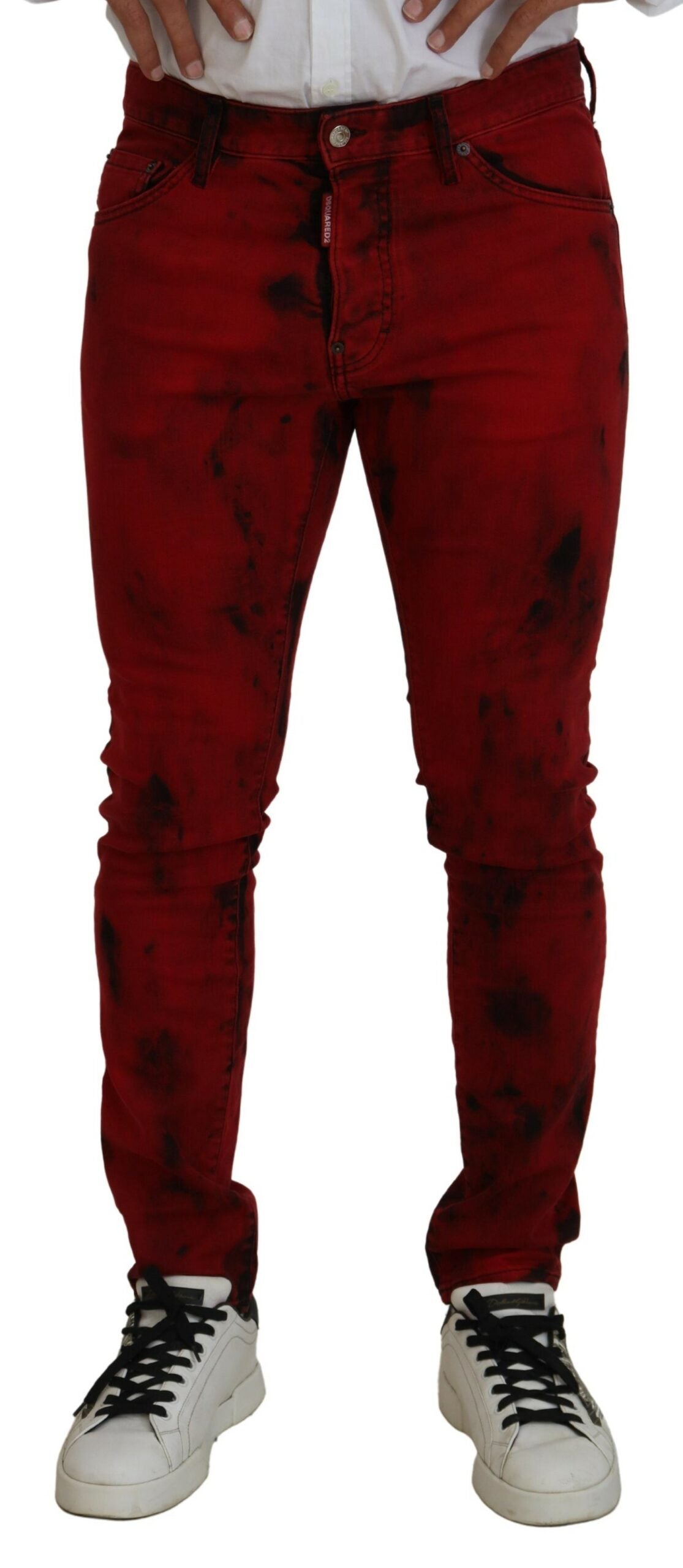 Dsquared² Red Cotton Tie Dye Skinny Casual Men Denim Jeans by Dsquared²