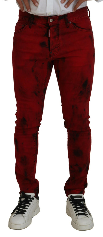 Dsquared² Red Cotton Tie Dye Skinny Casual Men Denim Jeans by Dsquared²